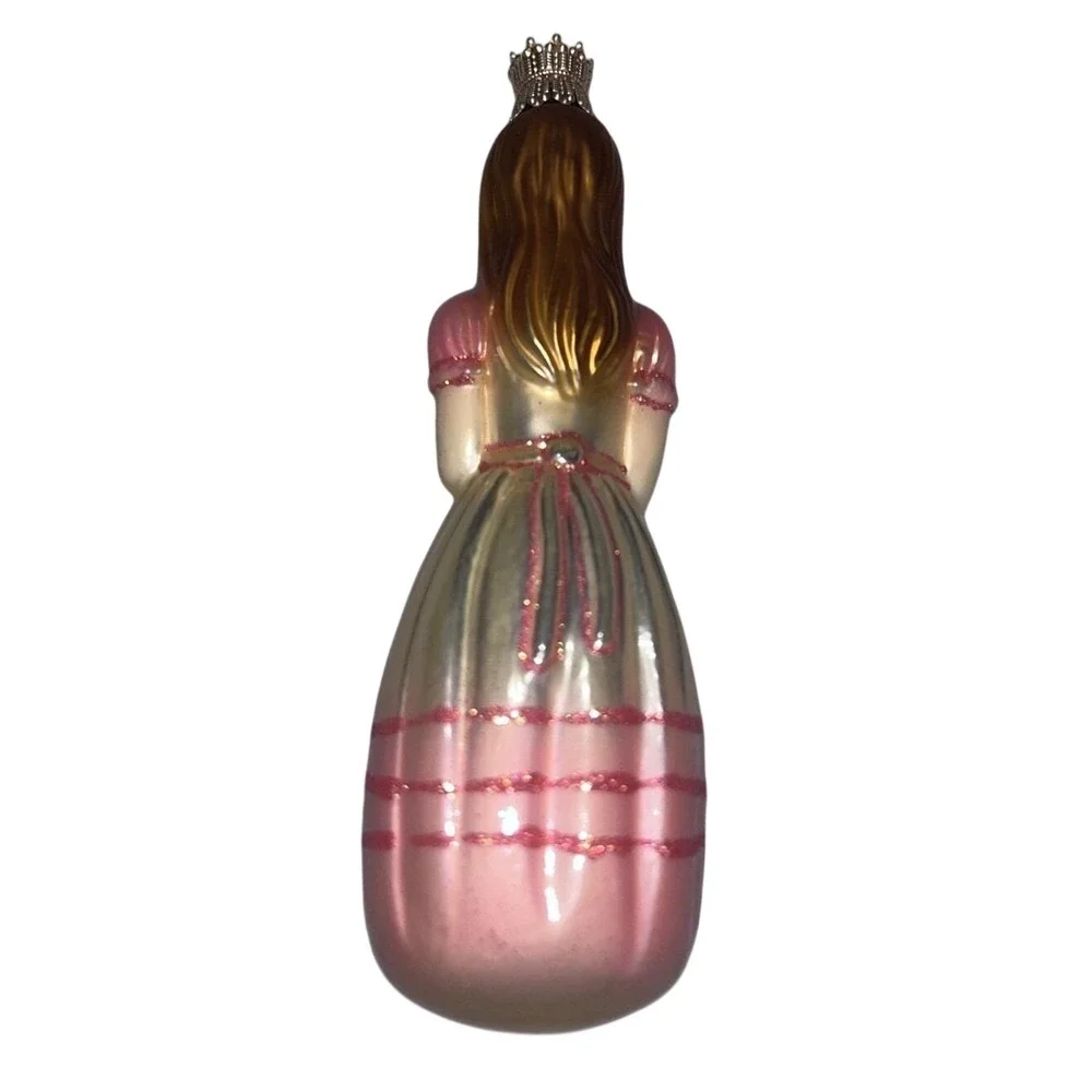 Krebs Glas Lauscha Delicate Princess Pink‎ Crown German Blown Christmas Ornament